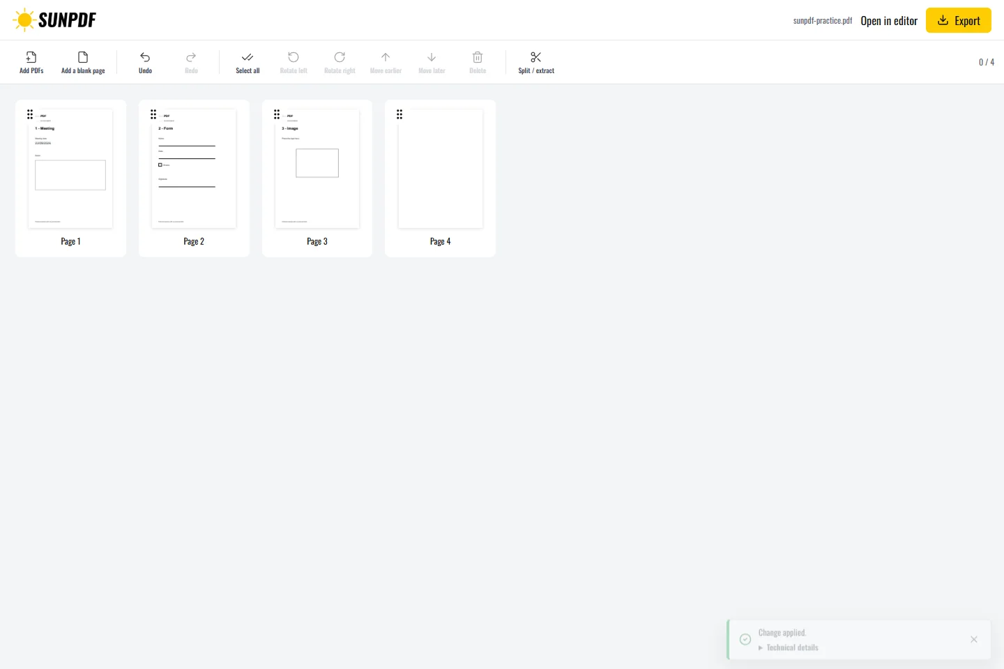 Ajouter des pages à un PDF, SunPDF