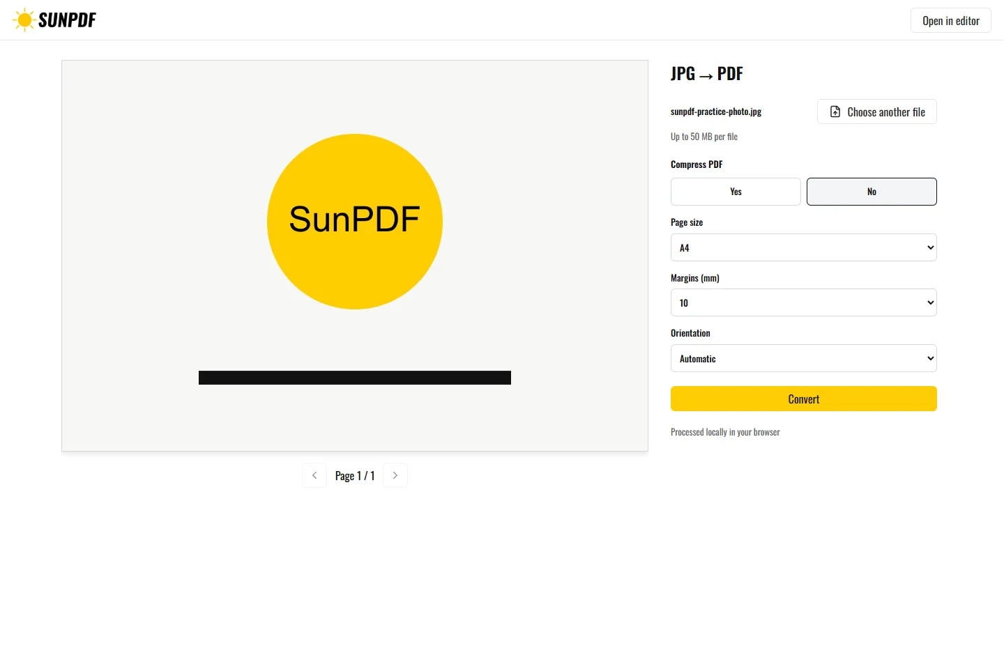 JPG in PDF, SunPDF