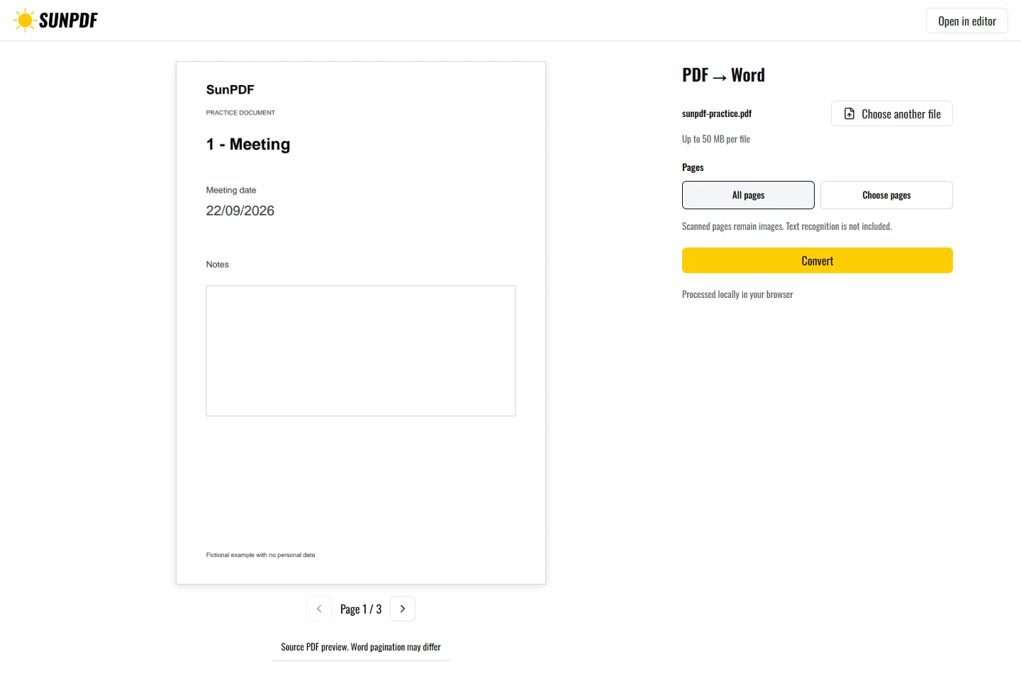 PDF a Word, SunPDF