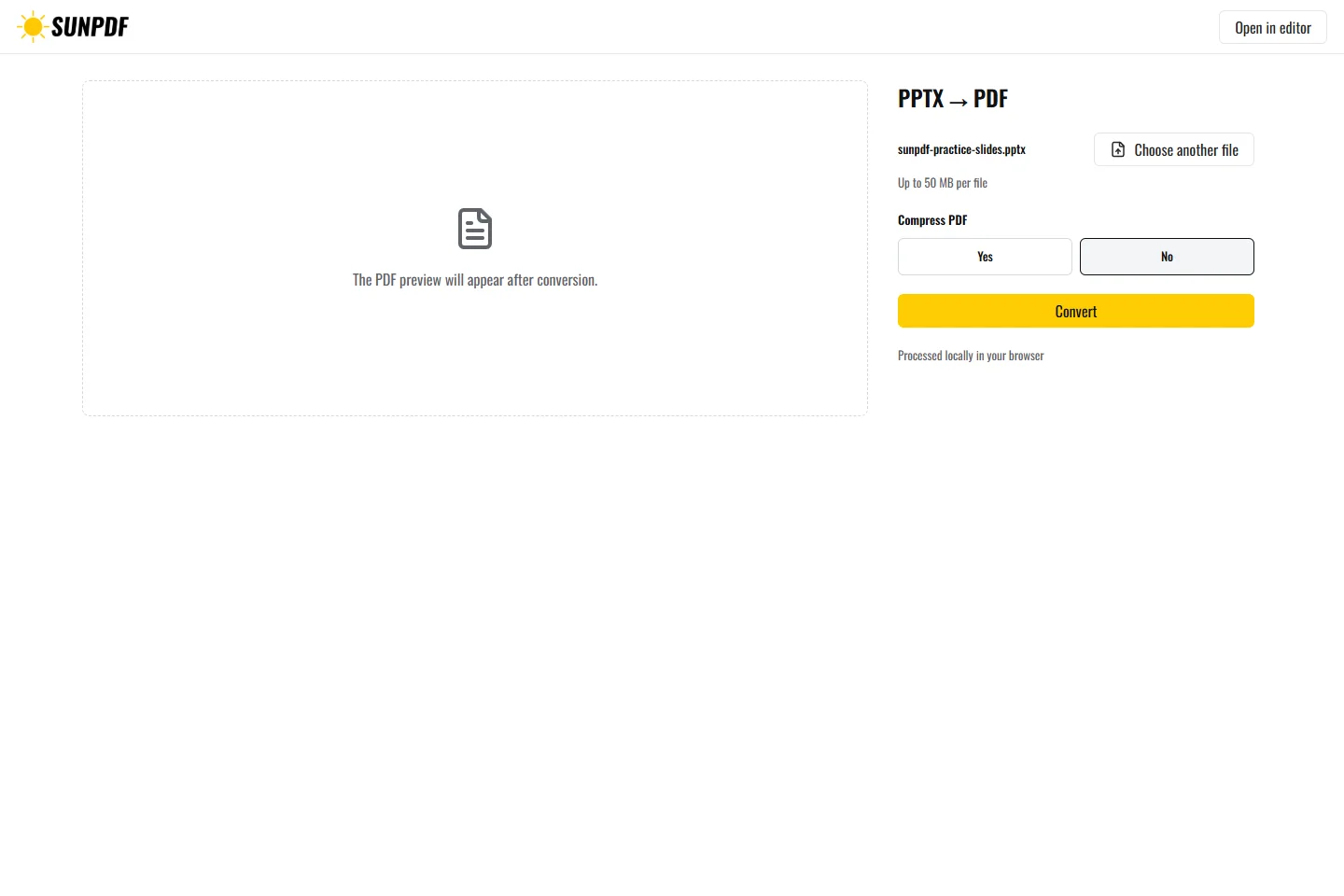PowerPoint a PDF, SunPDF